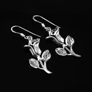 beautiful Rose Sterling Silver Earrings, Flower  Earrings Gift For Her, Small Delicate Earrings Rose jewelry charm jewelry