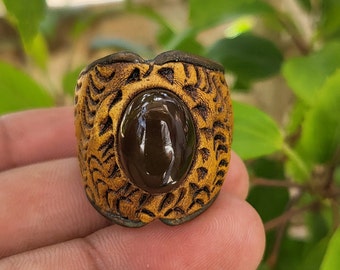 Bague quartz fumé, bague plaquée argent sterling 925, bague brune, bague tendance, bague avec pierres précieuses, bague en bois faite main, cadeaux d'anniversaire