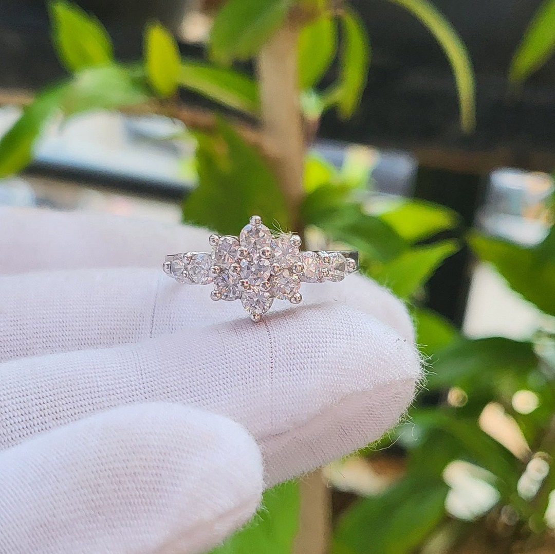 Cluster CZ Flower Ring | Solid 925 Sterling Silver Flower