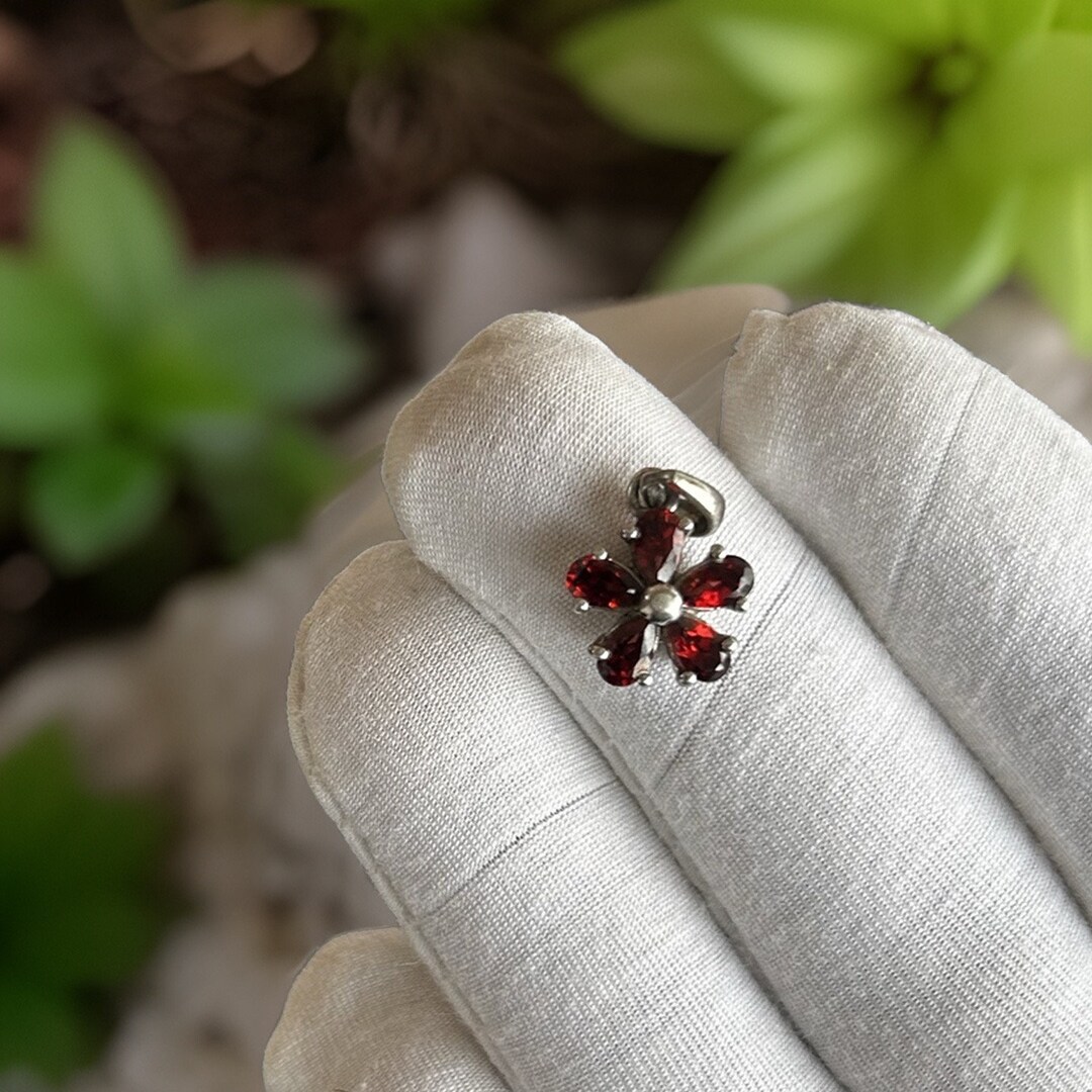 Georgini Natural Garnet and Diamond January Pendant - Silver