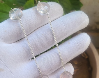 Collana in quarzo rosa - Argento Sterling 925 - Deliziosa collana in quarzo rosa - Collana rosa romantica - Collana a grappolo in quarzo rosa - Regali per lei
