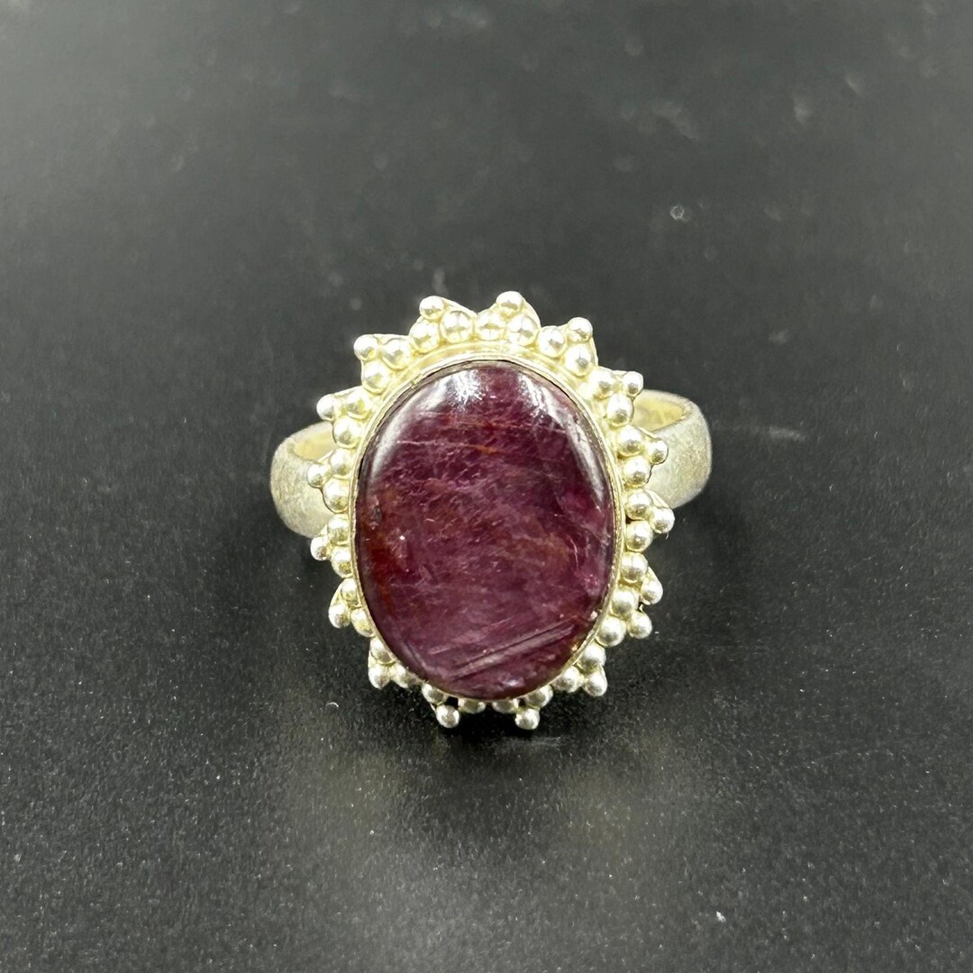 Natural Star Ruby Gemstone Ring in 925 Sterling Silver for Women ...