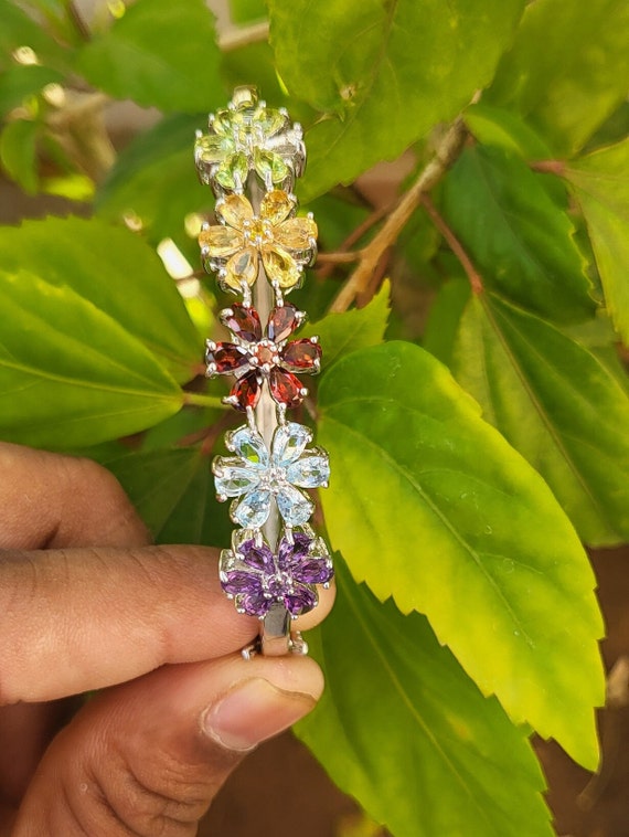 Acquista Bracciale Da Donna Glare In Taglio Rotondo 0.288 Carati , Oro Bianco 750 Granato Rodolite - Foto 9