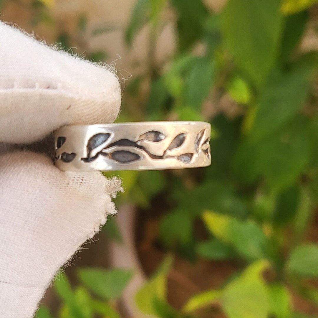 Men's Sterling Silver Leaf Flower Designer Ring in 925 Sterling Silver ...
