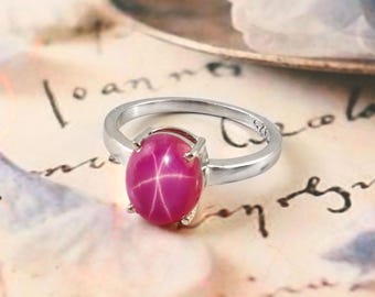 Vintage Stern Rubin Ring, Verlobungsring, 925 Sterling Silber Schmuck, lindy Stern Ring Versprechen Ring Birthstone Ring handgemachter Ring