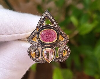 Natürlicher Rubin Echter Ring 925 Sterling Silber Ring Verlobungsring Edelstein Ring Birthstone Ring Ehering viktorianischen Ring Geschenke für sie