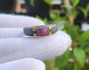 Ruby Ring, 925 Sterling Silver Ring, Handmade Ring, Boho Ring, Two Stone Ring, Bohemian Ring, Handmade jewelry Gifts For Someone