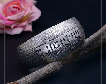 925 Sterling Silver Personalized Bracelet, Open Cuff Bangle Bracelet, Adjustable Bracelet for Women, Oxidized Silver Bracelet Gifts for Her