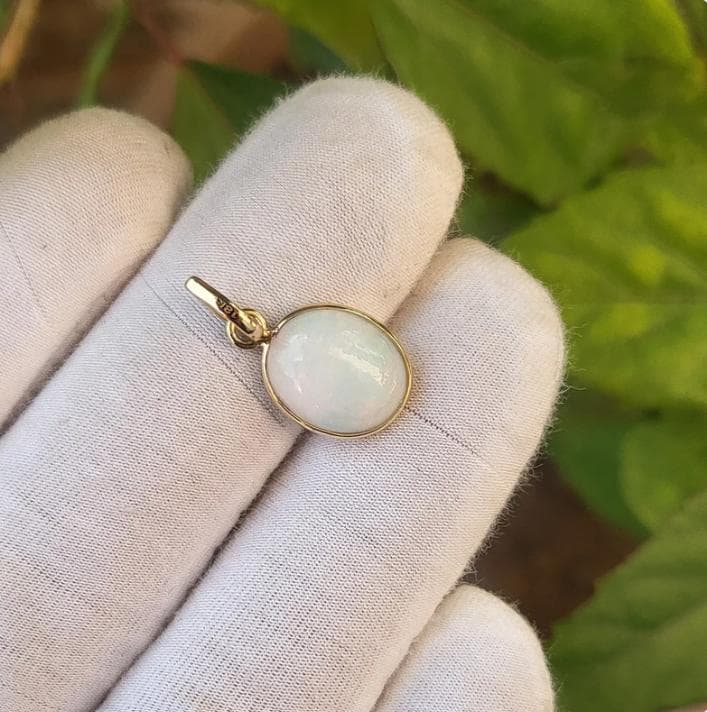 AAA Natürlicher Äthiopischer Opal Charm Anhänger | 18K Massivgold Anhänger | Echter Anhänger Opalanhänger | Oktober Geburtsstein Geschenke | Geburtstagsgeschenk