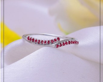 Ruby Eternity trouwring, Ruby verlovingsring, Art Deco-ring in 925 sterlingzilveren ring Jubileumcadeaus voor haar