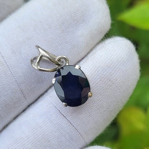 Natural Sapphire Pendant, 925 Sterling Silver Pendant, Black Sapphire Oval Faceted Gemstone Pendant, Handmade Pendant, Silver Pendant Gifts