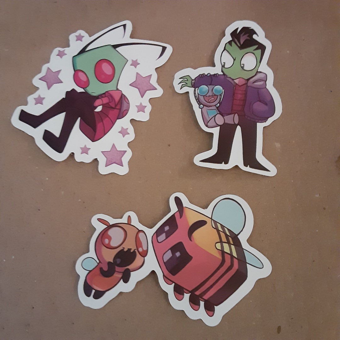 3 Pack Invader Zim Stickers Kawaii Etsy