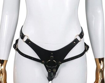 Leather Strapon Harness, Pegging Harness, Harness Panties, Strap on Belt