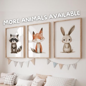 Woodland animal prints - Boy Nursery decor - woodland nursery - boy playroom prints - nature nursery decor - set of 6 prints - DIGITAL PRINT