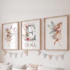 Impressões de fadas | Placa de nome personalizada | Decoração de parede para berçário de fadas | Fada para impressão | Presente de conto de fadas | Imprimíveis de fadas | Fada fofa