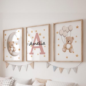 Teddybär in rosa und rosa, Bären Illustration für Mädchen, rosa Illustration, Illustration für Mädchen und Jungen