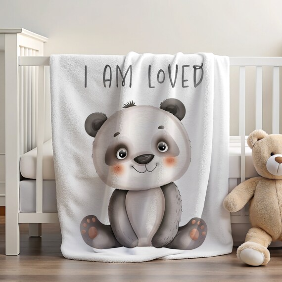 Blanket for Kids | Panda Blanket | Custom Blanket with Words | Affirmation Blanket | Blanket with Inspiration | Gender Neutral Blanket