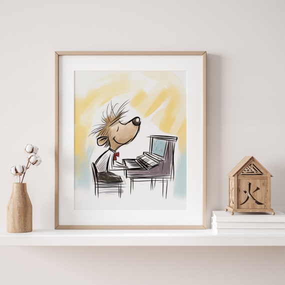 Dog Playing Piano - Downloadable Nursery Art - Unique Gift For Music Enthusiasts