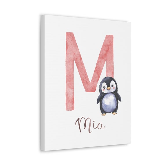 Penguin Canvas | Nursery Gallery Wall | Ready to Hang Wall Art | Penguin Nursery Decor | Kids Canvas Art | Pink Canvas | Gallery Wrap