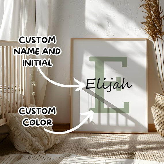 Name picture poster with letter and name children's room decoration boy girl gift for birth/baptism children baby/baby room personalized