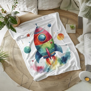 Manta de cohete / Manta espacial colorida / Manta de cohete / Manta de nave espacial / Manta del espacio exterior / Manta para niños STEM / Regalo espacial