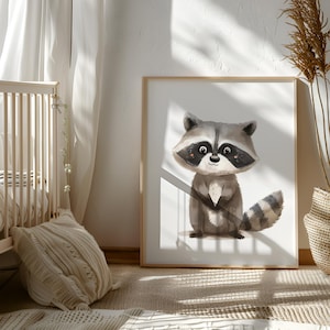 Nursery decor, Raccoon print, Woodland animals, PRINTABLE decor, Kids animal decor, Animal art, Baby animals, Woodland baby shower