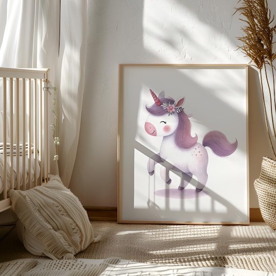 Purple Unicorn Digital Download | Unicorn Poster for Girl | Plum Unicorn Artwork | Girl Room Decoration | Cute Unicorn PNG | Unicorn Purple