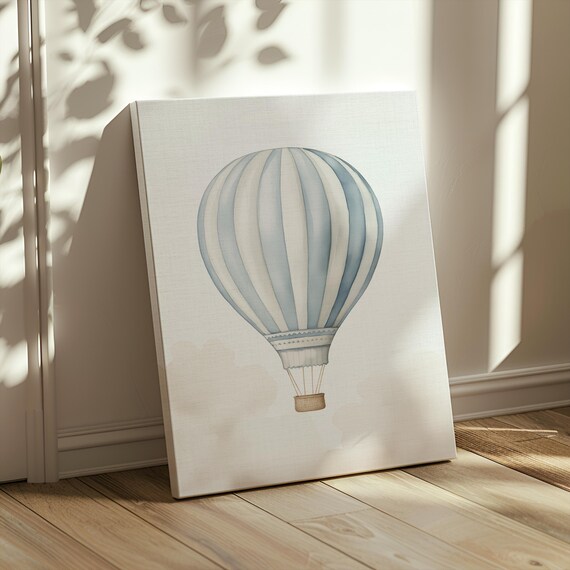 Hot Hair Balloon Canvas Wall Art | Balloon Canvas | Blue Art Canvas | Boy Room Gallery Canvas | 11x14 Nursery Canvas | Canvas Gift for Kids