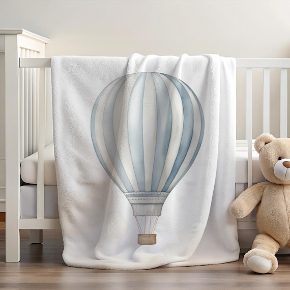 Hot Air Balloon Blanket | Cute Blue Blanket | Blanket Gift for Kids | Simple Blanket | Thin Blanket for Kid | Vintage Blanket | Baby Blanket
