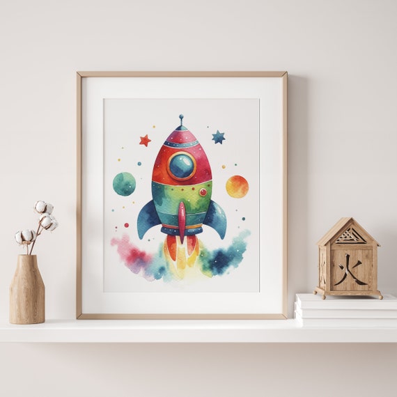 Spaceship Poster - Printable Art for Kids Curious About Space - Gifts for Babies, Toddlers, Children