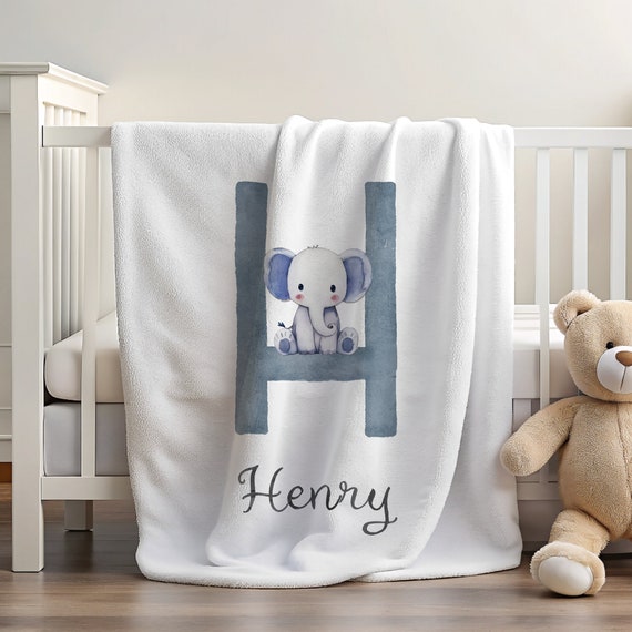 Blanket for Kid | Blanket with Animal | Name Blanket Toddler Boy | Animal Themed Gift | Cute Blanket | Soft Blanket for Gift | Elephant Gift