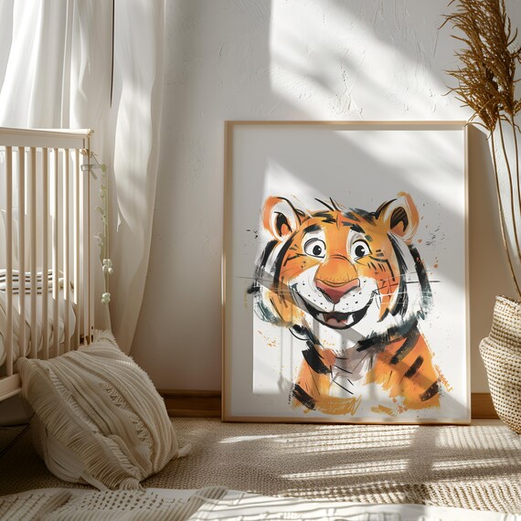 Safari animal prints, Baby Tiger PRINTABLE nursery art, Safari nursery decor, Tiger cub, Jungle animals, Nursery wall art