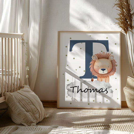 Custom Name Sign for Nursery Lion Decor Nursery Lion Wall Art for Nursery Decor for Kids Room Baby Gift Name Wall Sign Baby Room Prints