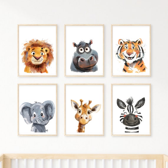 Safari baby animal prints - Safari Animal prints - Watercolor animal prints - Safari nursery decor - Safari Jungle animals - Baby nursery