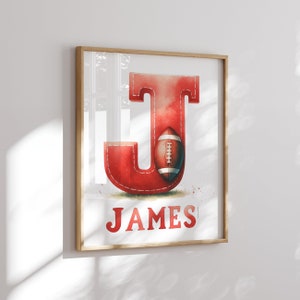 Letrero con nombre de fútbol para habitación infantil: obra de arte original para bebés, niños pequeños y niños - Impresión personalizable