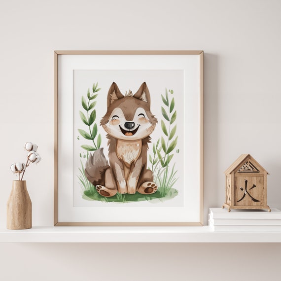 Wolf Art Print | Baby Room Decor | Wolf Baby Gift | Cottagecore Decor | Gifts for Newborn | Wall Art Prints | Playroom Wall Art