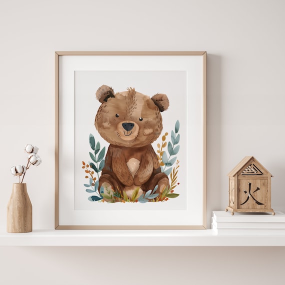 Bear Nursery Print | 11x14 Nursery Print | Bear Wall Art | Brown Bear Print | Grizzly Bear Wall Art | High Quality Print | Nursery Decor