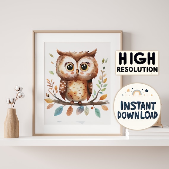 Owl Wall Art - Printable for Children's Room - Digital Print - Gift for Kids, Grandkids, Baby Shower, New Parents