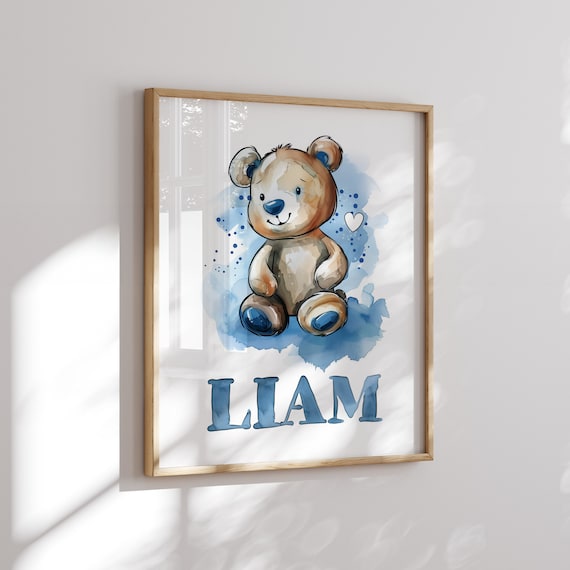 Bear Name Sign | Bear for Nursery | Bear Poster | Bear Nursery Decor | Bear Wall Art | Teddy Bear Print | Kids Room Wall Art