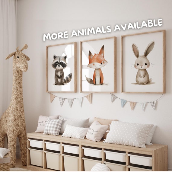 Three Nursery Decor Woodland Nursery Prints Baby Room Decor Woodland Nursery Wall Art Gift Woodland Baby Animal Prints Kids Room Decor