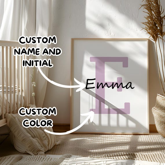 Personalized Initial Name Print| Custom Letter| Printable Baby Name Sign| Nursery baby name | Kids Wall Art| Children Prints| Name Monogram