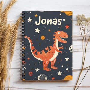 Cuaderno espiral personalizado con dinosaurios - Diario con líneas en espiral - Regalo para amantes de los dinosaurios - Regalo para la vuelta al cole - Cuaderno prémium para niños