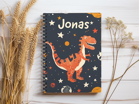 Personalized Dinosaur Spiral Notebook - Spiral Ruled Line Journal - Dino Lover Gift - Back to School Gift - Premium Notebook for Kids