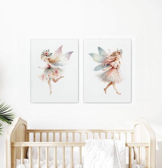 Fairy Canvas | Girl Room Wall Decor | Framed Fairy | Fairies for Nursery | Soft Wall Decor | Baby Girl Gift | Framed Nursery Decor | Fairies