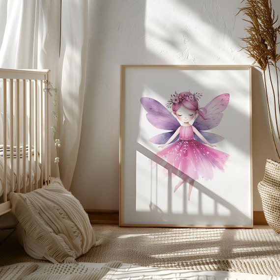 Purple and Pink Fairy Wall Art | Fairy with Pink | Purple Fairy | Fairy lover gift | Gift for Toddler Girl | Baby Girl Parent Gift