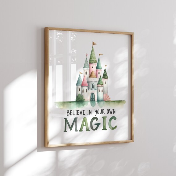 Cute Fairy Tale Castle Printable - Believe in Your Own Magic - Instant Download