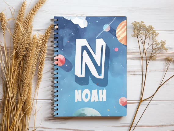 Personalized Space Notebook - Outer Space Journal Theme - Space Lover Gift - Gift for boys and girls - Blue notebook for boys