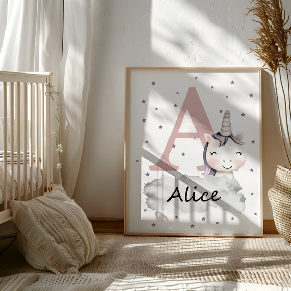 Unicorn Name Sign Personalized Sign Custom Baby Present Kids Room Wall Art Toddler Room Decor Girl Digital Kids Art Unicorn with Name