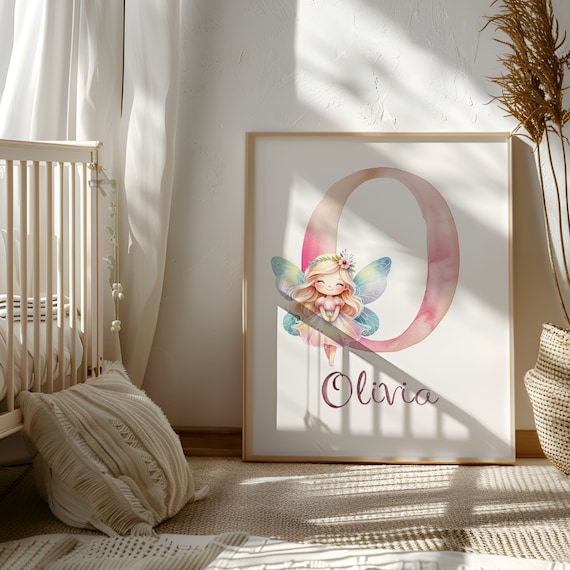 Custom Fairy Wall Decor | Name Sign for Wall | Baby Girl Wall Art Nursery | Initial Print Nursery | Nursery Download Print | Room Decor Kids