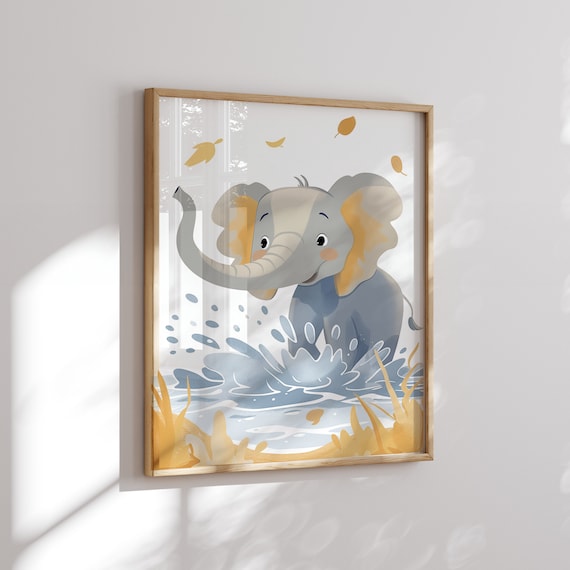 Elephant Printable - Happy Animals Pictures - Baby and Kids Room Decor